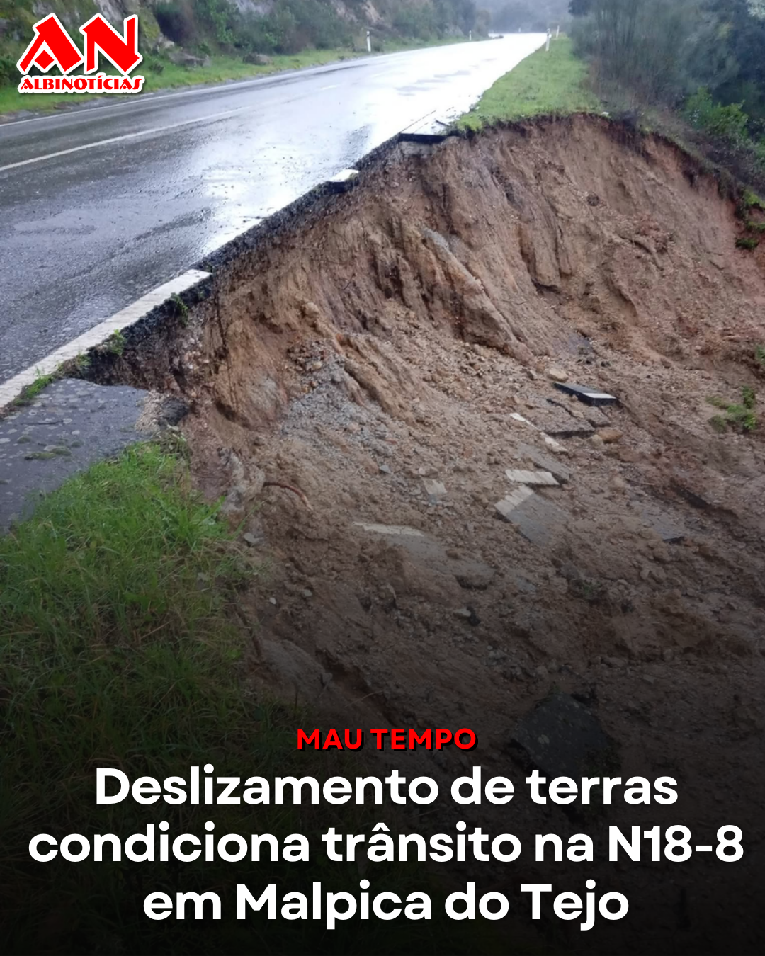 Deslizamento de terras condiciona trânsito na N18-8 em Malpica do Tejo