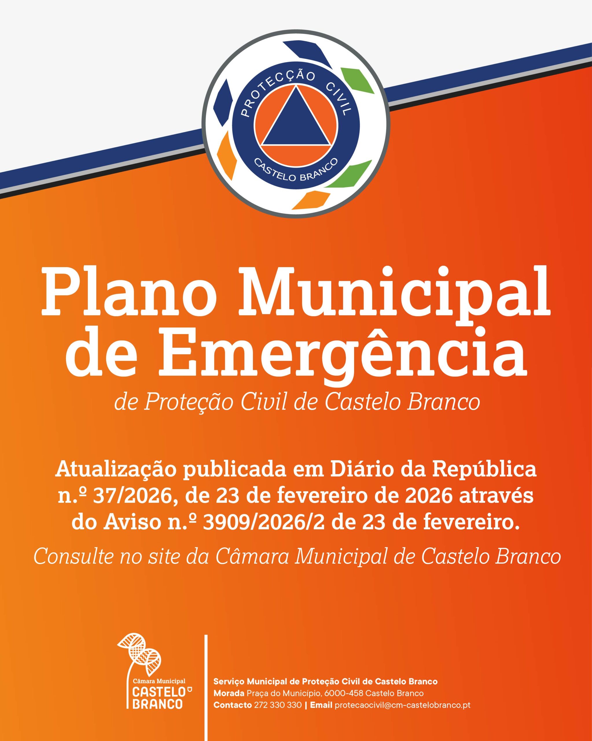 Castelo Branco publica atualização do Plano Municipal de Emergência de Proteção Civil